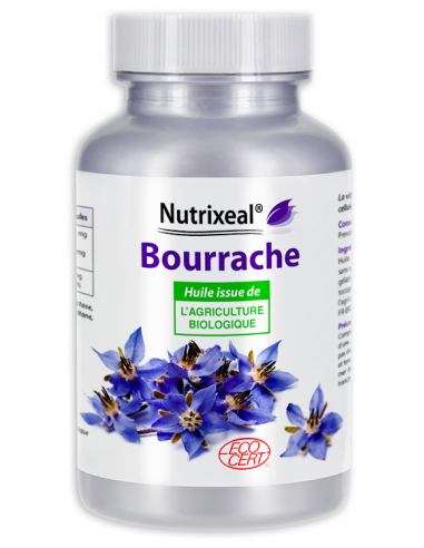 Huile de bourrache BIO, 500 mg par gélule, standardisation en GLA.
