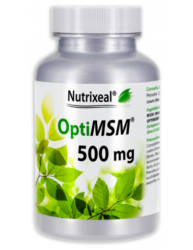 MSM (méthylsulfonylméthane) qualité OptiMSM en comprimés de 500 mg.