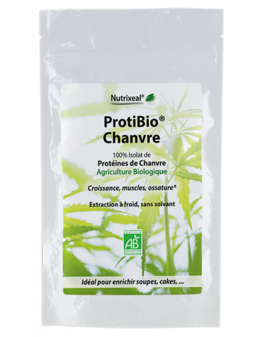 ProtiBio Chanvre Nutrixeal : 100% isolat de protéines de chanvre BIO standardisé à 55% de protéines.