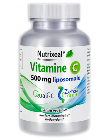Nutrixeal : Vitamine C liposomale Quali®-C ZetaGreen®, 500 mg / gélule végétale, technologie exclusive Nutrixeal, 100% français.