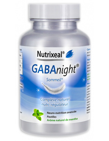 GABAnight Fraise : GABA, magnésium, mélatonine, en pastilles à sucer (arôme naturel de fraise)