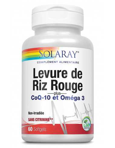 Levure de Riz Rouge - CoQ10 - Omega 3 - Solaray - 60 gélules végétales