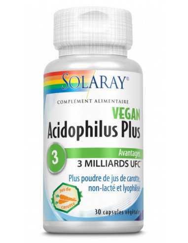 Acidophilus plus jus de carotte - Solaray - 30 capsules de 400mg